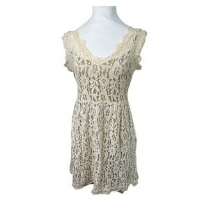 Anthropologie Maude Lace Dress Size Small Layered Beige Cottagecore Classic